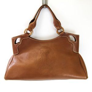 Authentic Cartier Womens Leather Handbag Brown